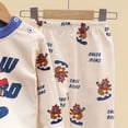 thumbnail image 5 of TOWED22 Toddler Boys Fall Clothes 2 Piece Long Sleeve Print Pattern Crewneck Sweatshirt Fleece Pants Soft Outfits Set(Blue,6-12 M), 5 of 5