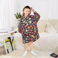 thumbnail image 6 of FORMRS Wearable Blanket Hoodie with Sleeves for Kids Cozy Flannel Sweatshirt, Small Colorful Flower, 6 of 7