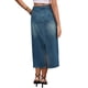 thumbnail image 3 of Falda de mezclilla para mujer INSPIRE CHIC, con cintura alta, abertura trasera, bolsillos, lápiz, midi, talla XL, color azul retro, 3 of 6