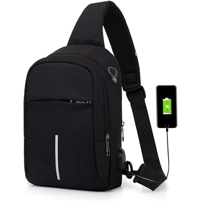 Mochila Cruzada Multifuncional VOICEPTT Impermeable puerto de carga usb y de auriculares