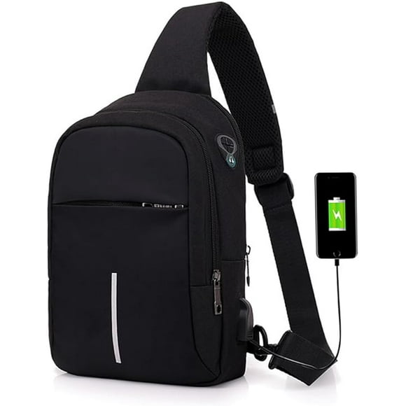 Mochila Cruzada Multifuncional VOICEPTT Impermeable puerto de carga usb y de auriculares
