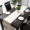 thumbnail image 3 of Brown Stripe Table Runner 108 Inches Long, Modern Rustic Horizontal Brown Striped Kitchen Coffee Dining Table Decoration for Home Party Birthday Wedding Home Decor 13x108 Inches, 3 of 8