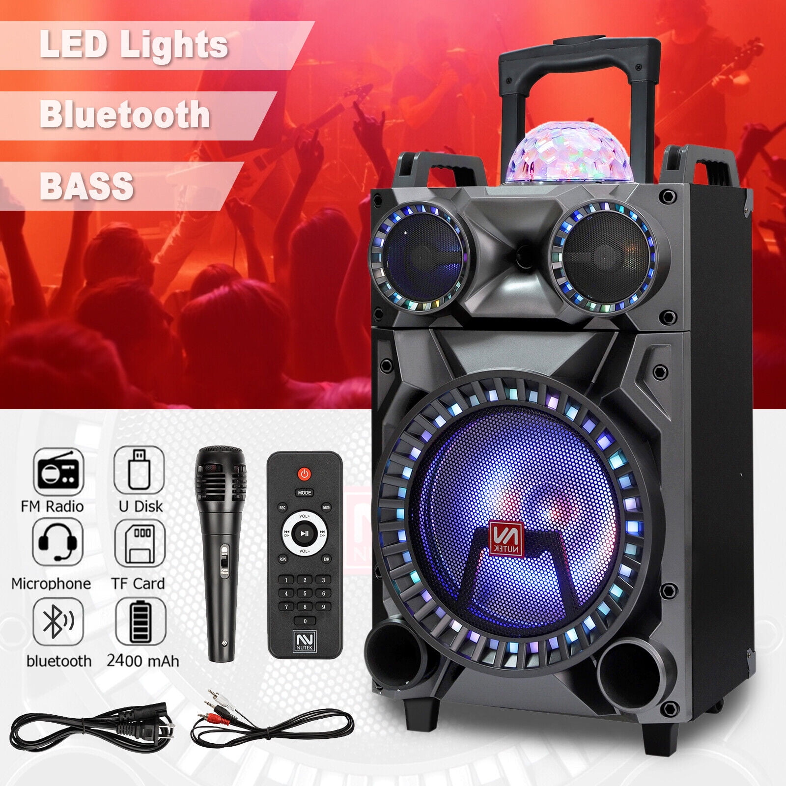 Lohoms Bluetooth Portable Speaker with Subwoofer & Tweeter, Black, 4579385