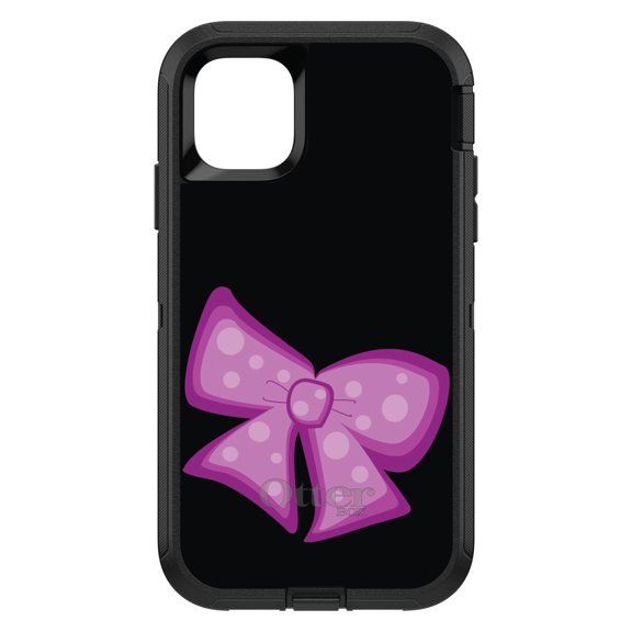 DistinctInk OtterBox Defender Custom Case for Apple iPhone 15 (6.1" Screen) - Cartoon Bows / Ribbons - Shockproof Protection