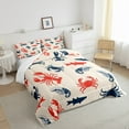 thumbnail image 3 of Sea Animal Comforter Set Full Crab Lobster Bedding For Teens Shark Fish Prawn Retro Background Bedding Comforter Sets Blue Red Ocean Life Bedroom Decor Lightweight Duvet Insert, 3 of 5