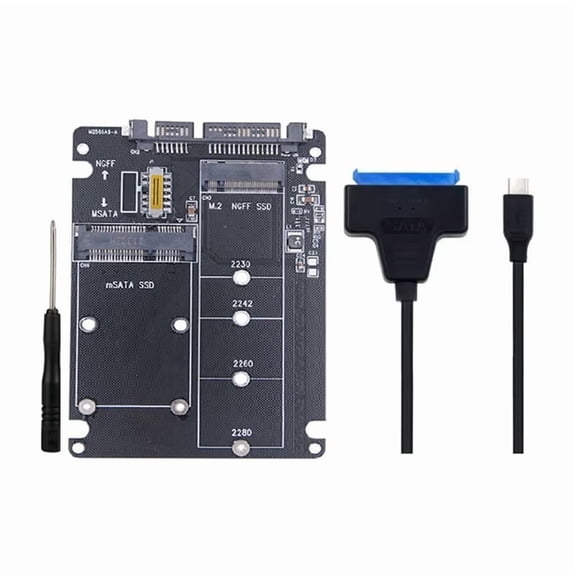 MSATA to USB Adapter MSATA Enclosure M.2 NGFF MSATA SSD to 3.0 Adapter Riser Board M.2 Box Cable,1 * Board 1 * type-c Cable 1 * Screwdrive,Black