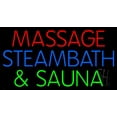 thumbnail image 1 of Massage Steam Bath And Sauna LED Neon Sign 20 x 37 - inches, Black Square Cut Acrylic Backing, with Dimmer - Bright and Premium built indoor LED Neon Sign for Spa interior decor and storefront., 1 of 7