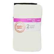 Wonder Nation Baby & Toddler Girls Flat Cotton Tights, 2 Pack, Sizes 0M-5T