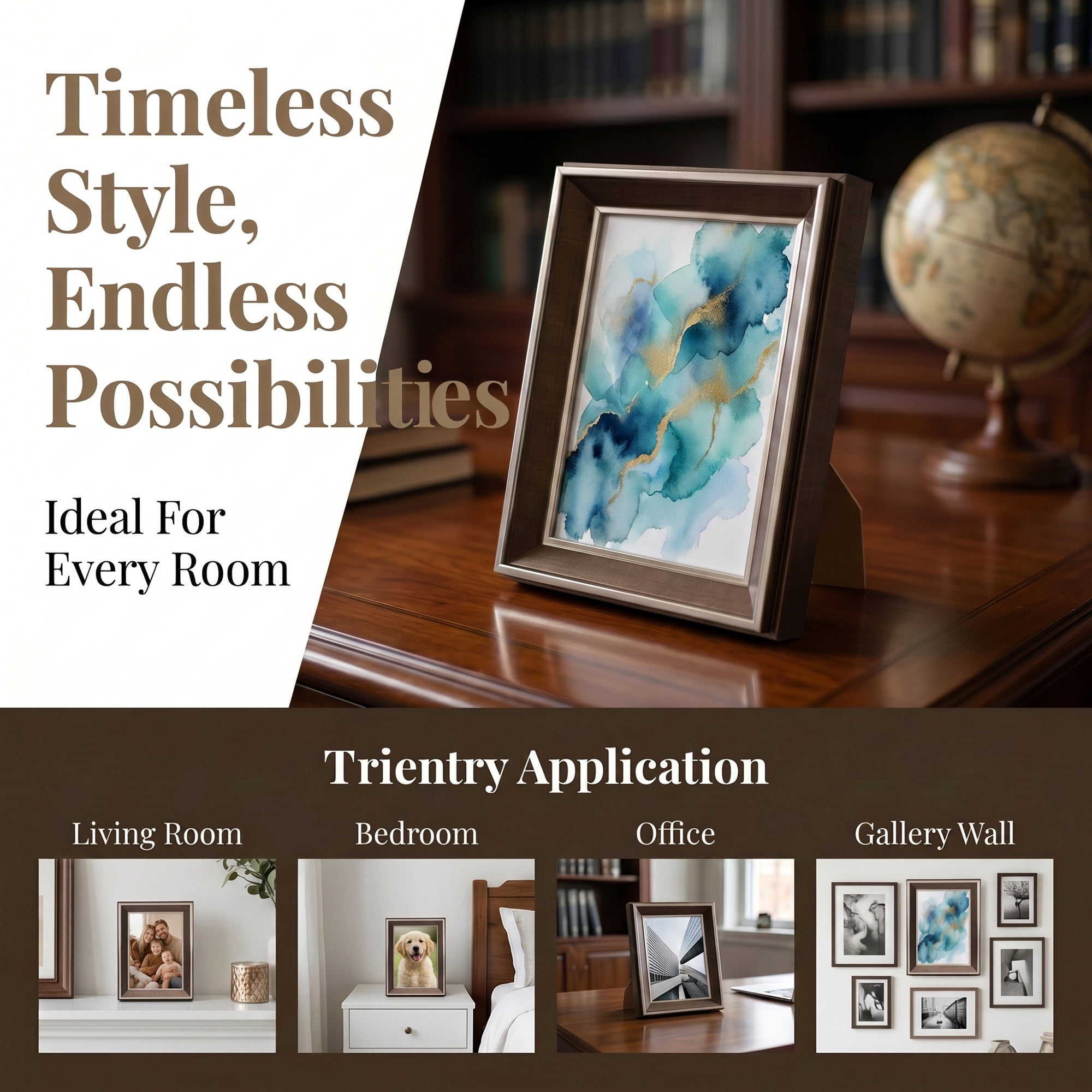 Unique Bargains Classic Resin Gallery Wall Decor Picture Frame Black Rose 5" x 7"