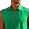 thumbnail image 4 of pstuiky Camisetas sin mangas, Chaleco informal sin mangas con botones y cuello abatible para hombre, de color liso, para verano Tops elegantes para mujer m, 4 of 4