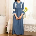 thumbnail image 4 of Antinious Womens Nightdress Solid Long Sleeve Long Nightgown Sleep Dress,Nightgowns for Women,Women Pajama Dress,Blue,XL, 4 of 5