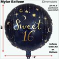 thumbnail image 6 of Havercamp Sweet 16th Birthday Party Pack for 16 Guests; Plates, Napkins and 2 Balloons with Deluxe Foil Printing. Stars, Moons and Gold Bling Starry Night Design on Dark Blue Ombre Sky., 6 of 6