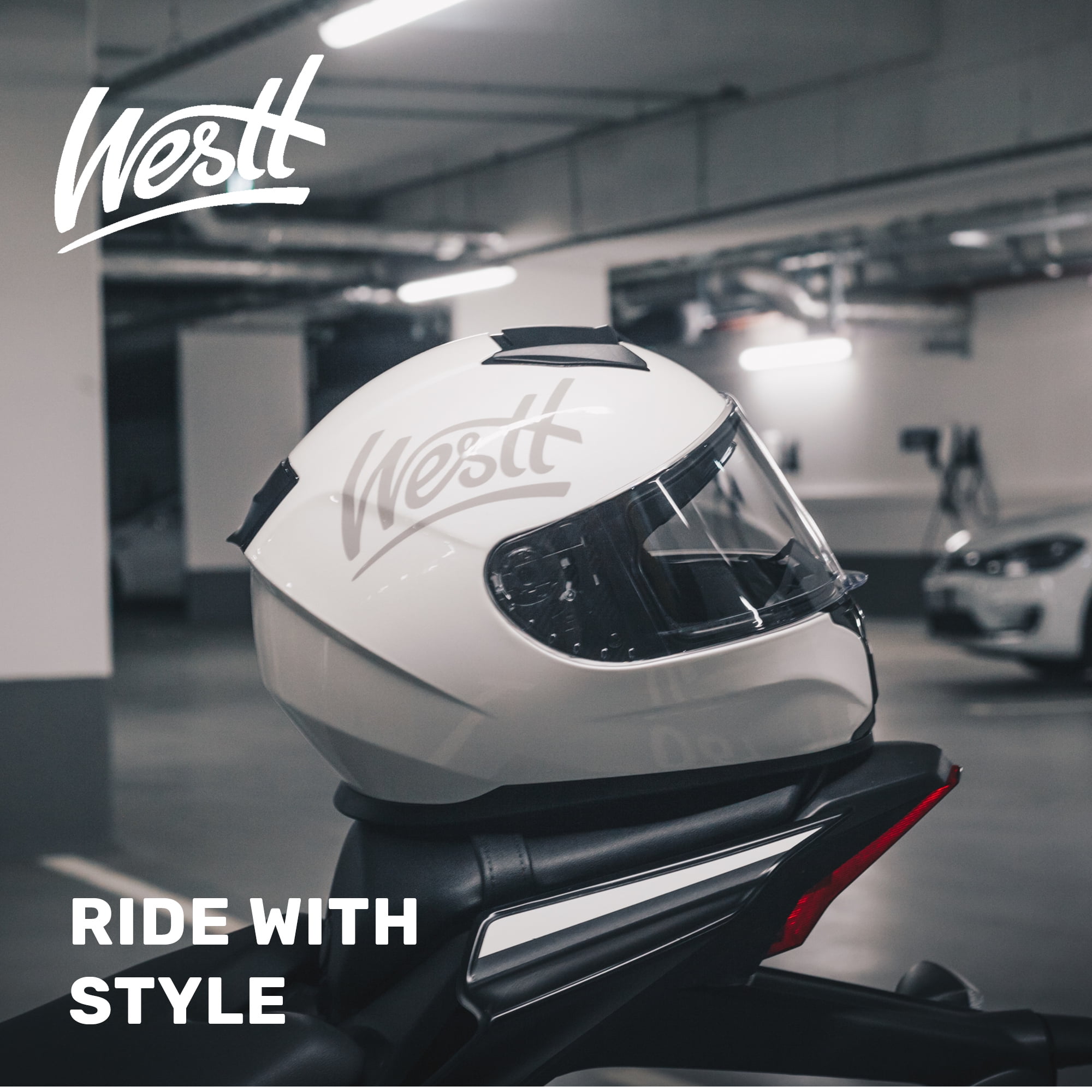 Westt Full Face Helmet - Motorcyle Helmet with Dual Visor DOT Approved - White XL