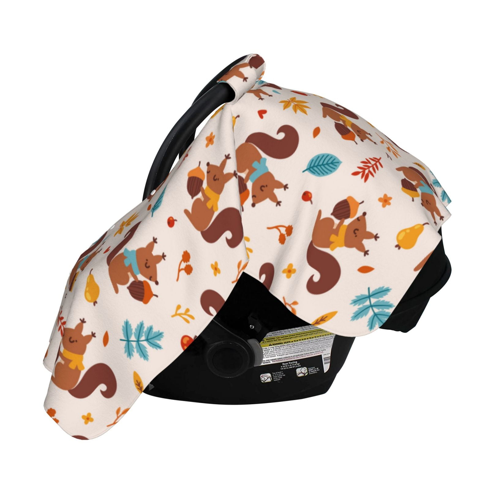 Naloa Forest Squirrel Nuts Baby Car Seat Cover, Breathable Baby Carrier Cover, Multiuse Baby Carrier Cover & Nursing Breastfeeding Cover
