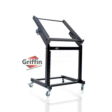 Rack Mount Rolling Stand and Adjustable Top Mixer Platform Mount 19U by Griffin Cart Holder for Music Studio Pro Audio Recording Cabinet Stage Equipment DJ PA Gear Display Case for Amplifiers, (Best Music Dj App For Android)