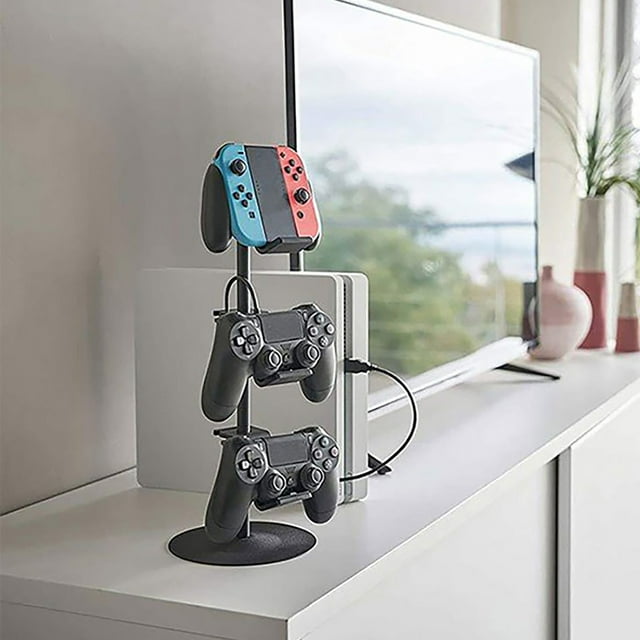Fiudx Soporte para Control, Almacenamiento Universal de 3 Niveles, Organizador Ajustable para Auriculares y Gamepad, Diseño Elegante, Fácil Montaje, Ideal para Juegos, Tamaño 17 X 17 X 38,5 Cm