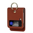 thumbnail image 6 of Allytech Wallet Case for Samsung Galaxy Z Flip 4 2022, PU Leather + Hard PC Bumper with Ring Buckle Holder Stand Long Shoulder Strap Case for Galaxy Z Flip 4 5G, Brown, 6 of 9