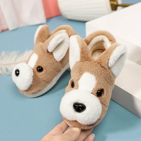 

Huilaibazo Girls Boys Home Slippers Suede Warm Dog House Slippers For Toddler Winter Indoor Outdoor Shoes