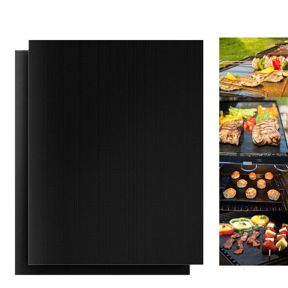 Premium Non-stick BBQ Grill & Baking Mats 15.75 x 13 Inch Black FDA Approved 