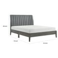 thumbnail image 5 of Queen Size Platform Bed- Channel Tufted Upholstered Back- Gray Velvet, 5 of 6