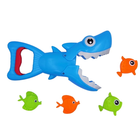DISEN Bath Toys Fun Bathtub Toy Shark Bath Toy for Boys & Girls Shark Grabber with 4 Toy Fish Included
