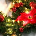 thumbnail image 5 of Morttic 9ft Pre-lit Artificial Christmas Garland, Green Rattan with Red Flower Decorations  Battery Operated LED Lights for Home Fireplace Front Porch Door Indoor Outdoor Christmas Decor, 5 of 7