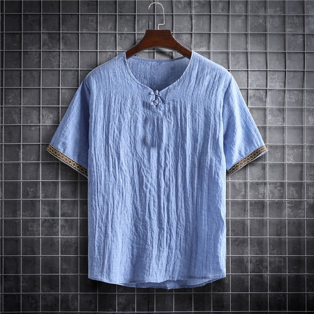 pstuiky camisetas de hombre, Camisa informal de manga corta con cuello en V para hombre, cómoda y a la moda. ropa de hombre xl