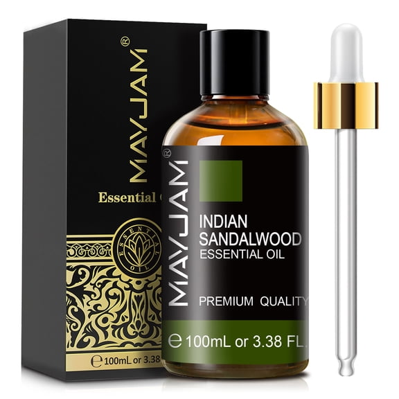MAYJAM Indian Sandalwood Essential Oil, 3.38 Fl Oz Warm Woody Oil for Diffuser, Humidifier, Skin Care, Aromatherapy, Massage, Candle Making