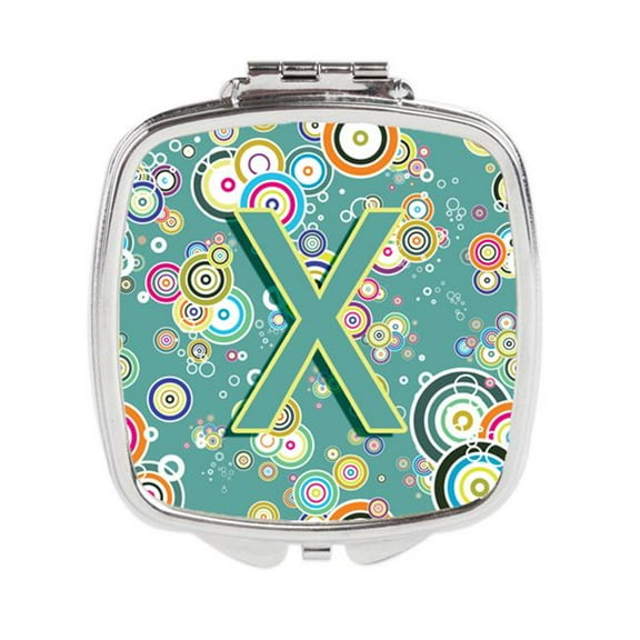 Letter X Circle Circle Teal Initial Alphabet Compact Mirror