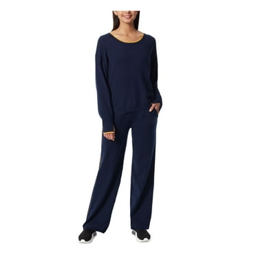 AK SPORT Womens Navy Ribbed Vented Cuffs And Hem Color Block Long Sleeve Crew Neck Sweater XL