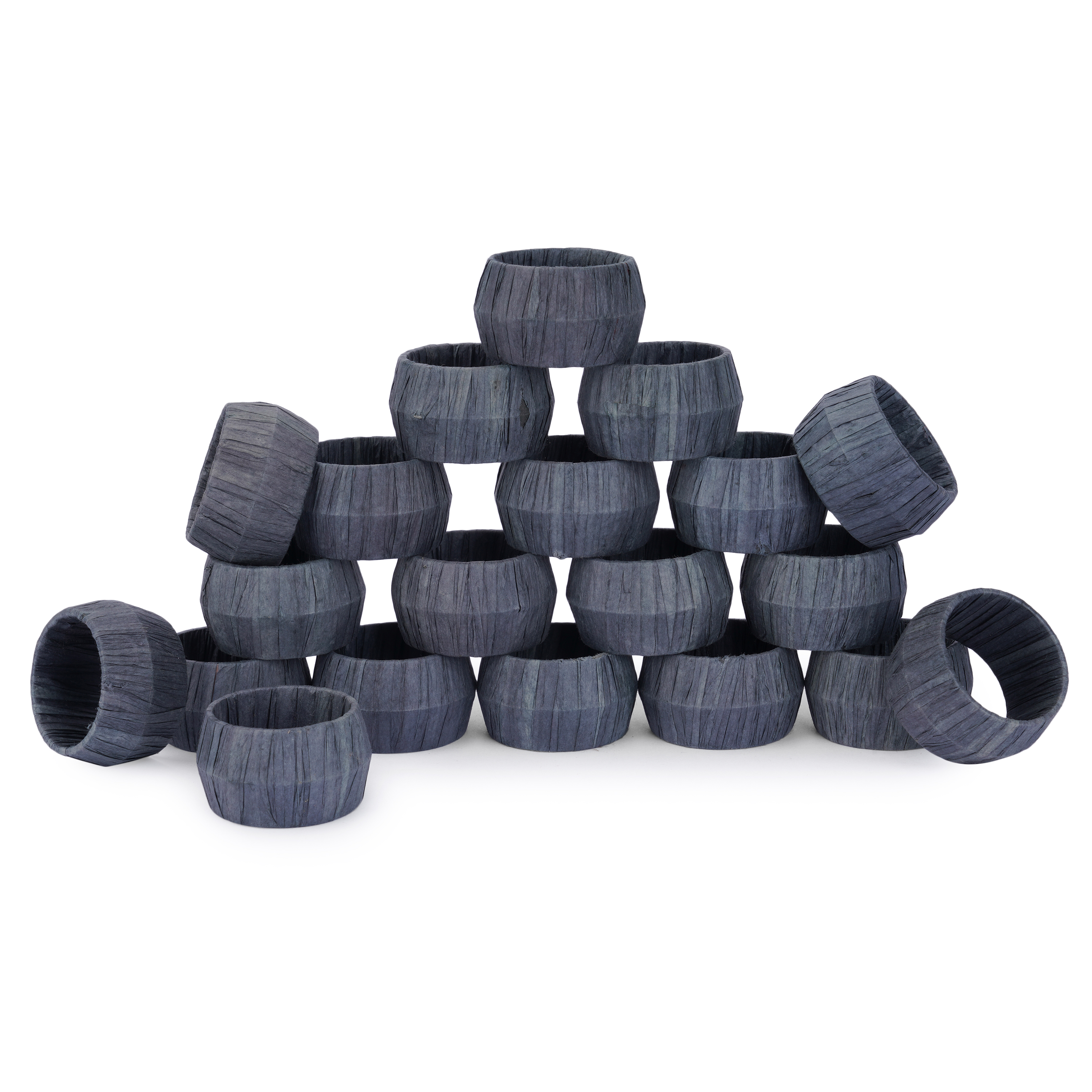 Ajuny Handmade Raffia Rattan Gray Napkin Rings 1.5 Inch Set of 12