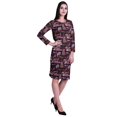 thumbnail image 4 of Moomaya Printed Full Sleeve Bodycon Dress for Women Scoop Neck Side Slit Casual Clothing, 4 of 8