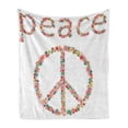 thumbnail image 1 of Groovy Soft Flannel Fleece Throw Blanket, Sign of Pacifism Wildflowers in Summertime Activities Design Print, Cozy Plush for Indoor and Outdoor Use, 50" x 60", Multicolor, by Ambesonne, 1 of 5