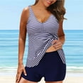 thumbnail image 4 of VEKDONE Sexy Tankini Bathing Suit for Women 2024 Clearance Trendy Print Conservative Swimsuit 2 Piece Summer High Waisted Stretchy Swimwear Tunics Beachwear Blue S, 4 of 7