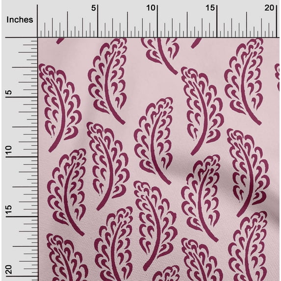 oneOone Cotton Silk Dark Magenta Fabric Leaves Block Quilting Supplies Print Sewing Fabric By The Yard 42 Inch Wide