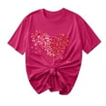 thumbnail image 3 of BiZtdJrK Cute Love Heart Shirts for Women Valentines Day Fashion Holiday Tee Shirt Valentine Casual Summer Tees Hot Pink L, 3 of 6