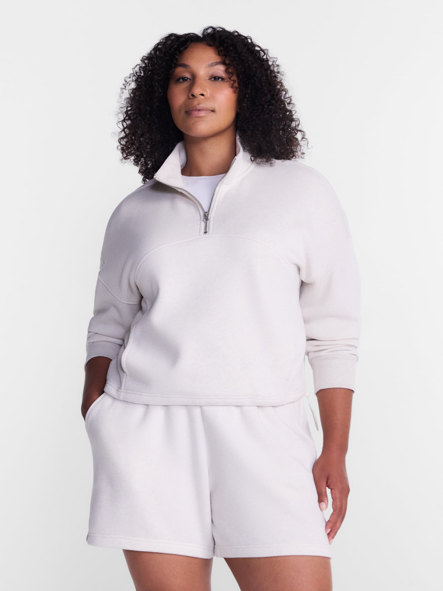 Athletic Works Women's Quarter Zip Fleece Sweatshirt, Sizes XS-XXXL