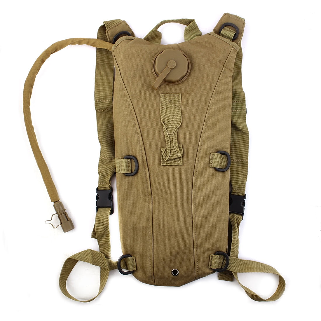 Hiking Camping Climbing Cycling Hydration Backpack Dark Khaki w 2.5L Water Bag by Unique-Bargains