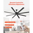 thumbnail image 5 of VEVOR 84 In Ceiling Fan without Light,6-Speed Remote Control, Aluminum 8-Blade, Reversible DC Motor, Modern Low Profile Flush Mount Exterior Fan for Bedroom, Living Room,Patio, Indoor/Outdoor, Black, 5 of 9