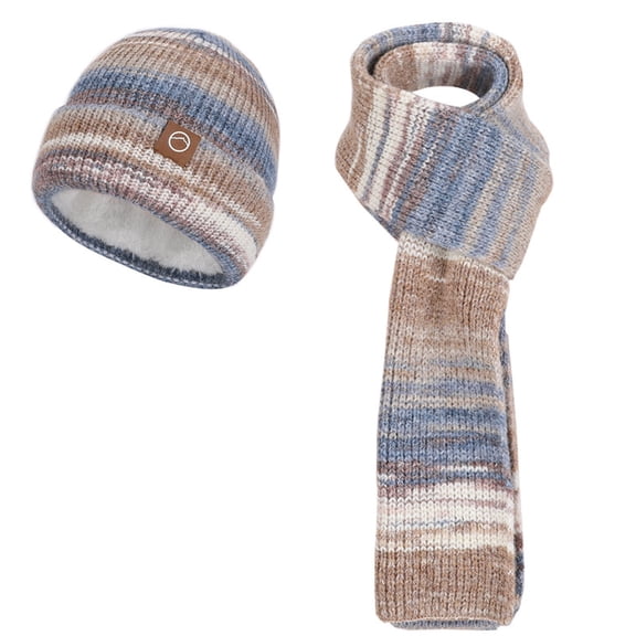 Oalirro Womens Hat Scarf Sets Winter Fashion Warm Earmuffs Knitted Hat Wool Cap Hat Scarf Two-Piece Set for Outdoor Casual Hiking
