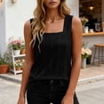 thumbnail image 3 of HomeDM Women's Sleeveless Tank Tops Square Neck Loose Fit Summer T-Shirts Solid Color Trendy Pleated Tops Black Size S, 3 of 8