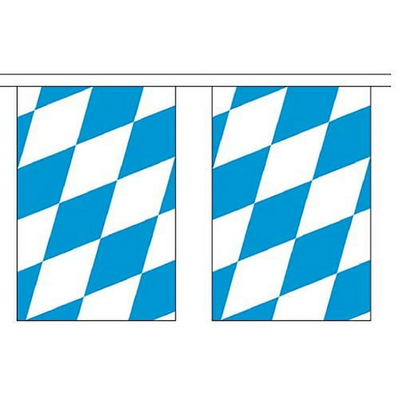10' Bavaria String Flag Party Bunting Has 10 Bavarian 6"x9" Polyester Banner Flags Attached, Popular for School Classroom, Bars, Restaurants, World Cup Theme Parties