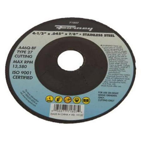 

Forney 4.5 x.045 Type Cutting Wheel Depressed Center 7/8 Arbor For Stai 4PK