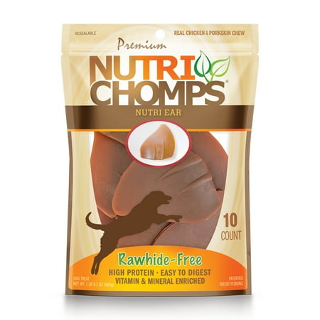 UPC: 0015958989185 | NutriChomps Dog Chews Ear-Shaped Easy to Digest Rawhide-Free Dog Treats 10 Count Real Chicken flavor