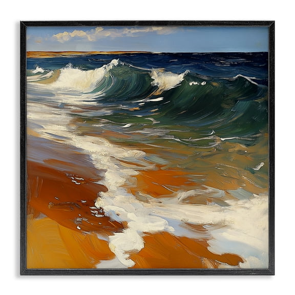 Stupell Industries Glassy Ocean Waves Break Black Framed Giclee Art, design by Walker Noble
