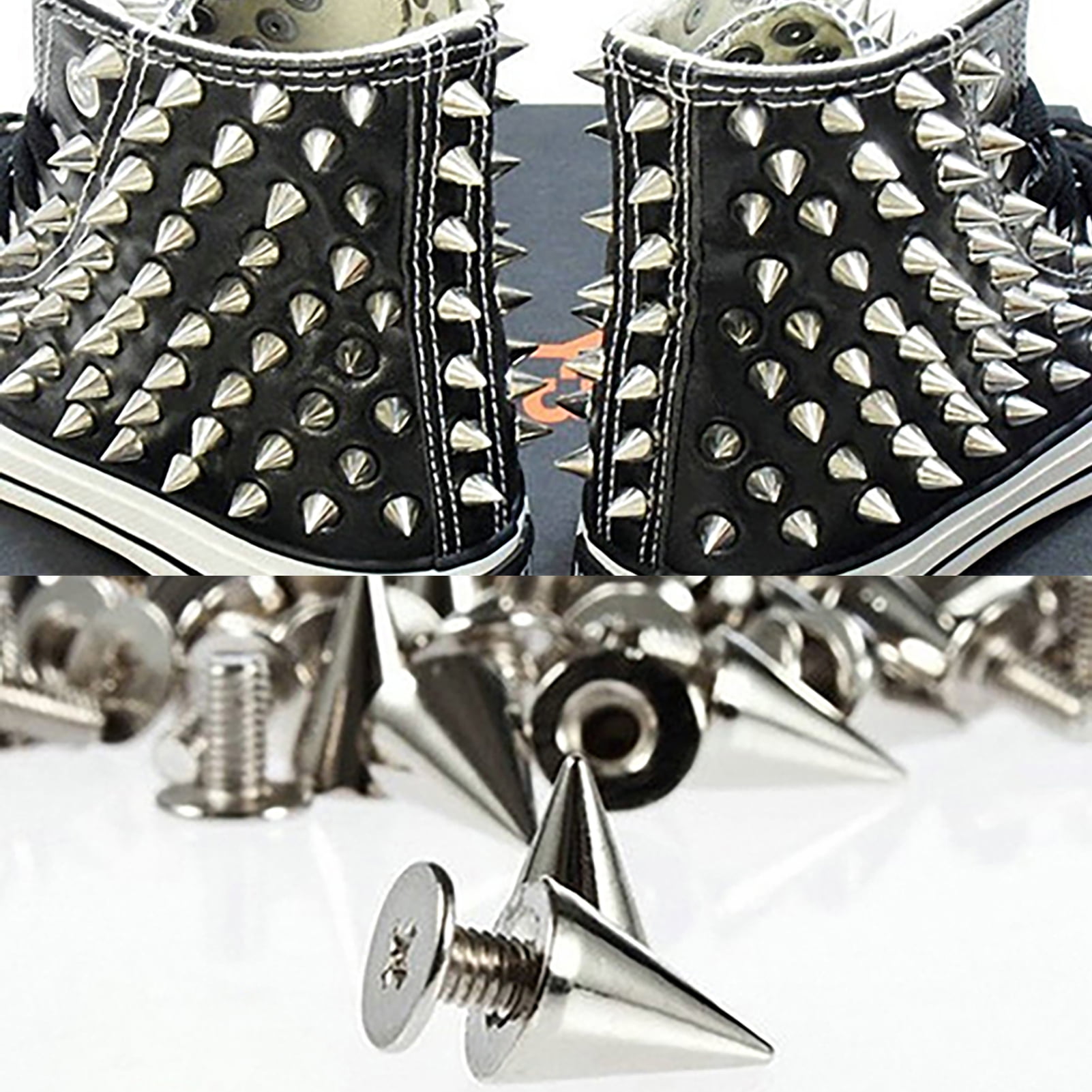 Weddecor Brass Cone Shape Screwback Spikes Studs Punk Style for