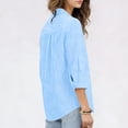 thumbnail image 6 of Women's Casual Collar Three Quarter Sleeve Shirt Top Blouse for Business Work Office Style Solid Color Fashion Essential Gift for Women | Aestivo,Blue XL, 6 of 8