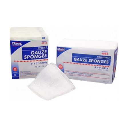 Dukal Gauze Sponges, Sterile - 4" x 4", 12-ply, 600/Case
