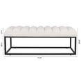 thumbnail image 7 of Upholstered Tufted Long Bench, Bedroom End of Bed Bench, Teddy Velvet Rectangular Bench with Metal Legs, Indoor Ottoman Entryway Shoe Bench for Living Room Hallway, White, 7 of 7