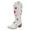 White, variant on Rokment Flower Wide Calf Cowboy Boots for Women 2025 Fall Winter Fashion Embroidered Knee High Western Cowgirl Tall Boots Black Size 6